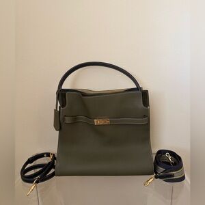 Tory Burch Lee Radziwill Double Bag Leather Leccio Green